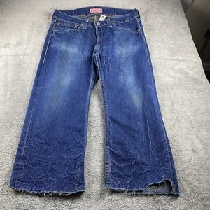 Levis TYPE1  Real Loose Jeans‎ Mens 38x26 Blue Medium Wash Raw Hem Y2K Vintage